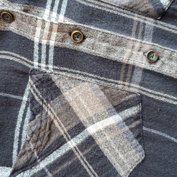 Free People Black and Gray Wesley Plaid Button Down Shirt S - Picture 4 of 6